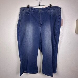 NYDJ HR Major Wide Leg Capri Jeans Compass Blue Plus Size 28W